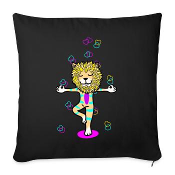 Children Yoga Lion Meditation colorful Yogi - Sofa pillowcase 17,3'' x 17,3'' (45 x 45 cm) - black - Front