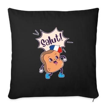 French Toast. Kawaii Food Pun. Digistickie. - Sofa pillowcase 17,3'' x 17,3'' (45 x 45 cm) - black - Front