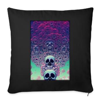 Skull Fleurs Rose Nuage - Housse de coussin décorative 45 x 45 cm - noir - Devant