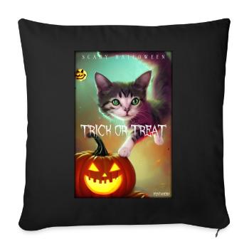 Halloween crazy cat pumpkin - Sofa pillowcase 17,3'' x 17,3'' (45 x 45 cm) - black - Front