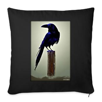Mystical Night Blue Raven Bird - Sofa pillowcase 17,3'' x 17,3'' (45 x 45 cm) - black - Front