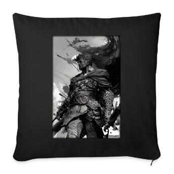 Krieger Schwert Vintage Schwarz Weiß 3 - Sofakissenbezug 45 x 45 cm - Schwarz - Vorne
