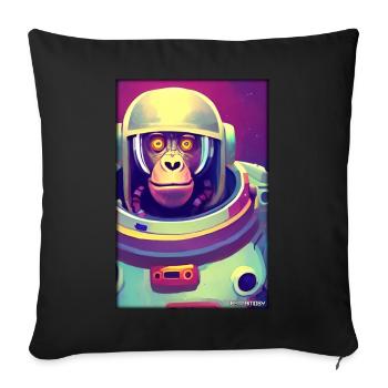 Monkey Animal Astronaut Space Space Universe 8 - Sofa pillowcase 17,3'' x 17,3'' (45 x 45 cm) - black - Front