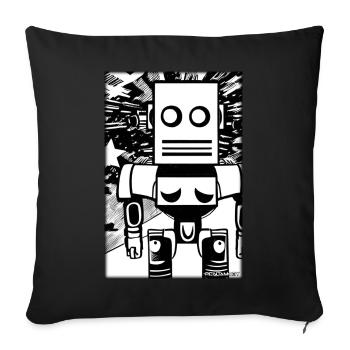 Robot Comic Future Cyborg Machine Technology - Sofa pillowcase 17,3'' x 17,3'' (45 x 45 cm) - black - Front