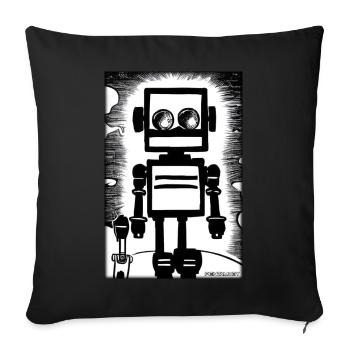 Robot Comic Future Cyborg Machine Technology - Sofa pillowcase 17,3'' x 17,3'' (45 x 45 cm) - black - Front