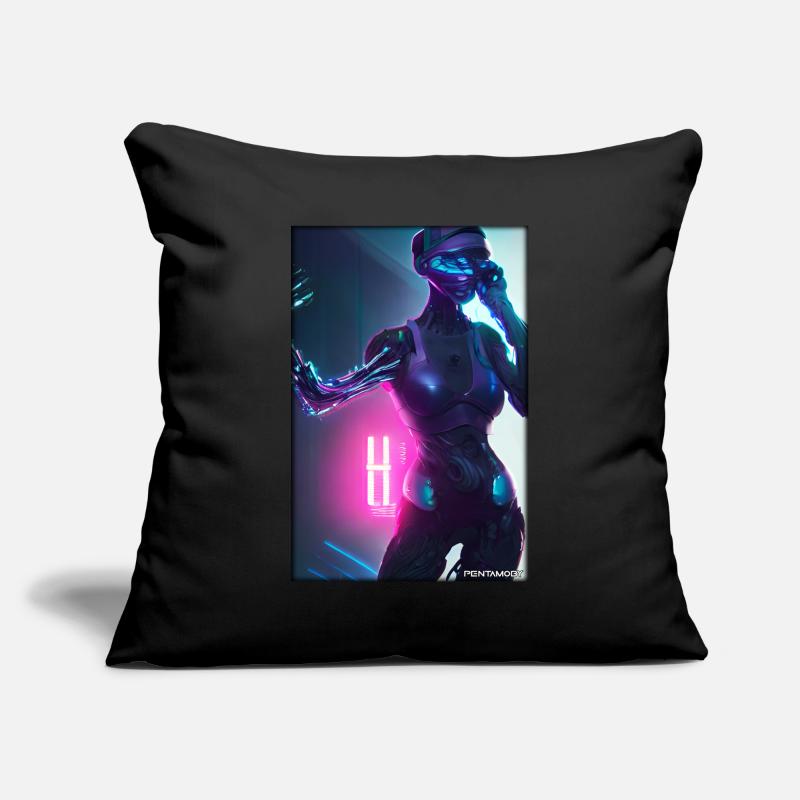 Robot Future Science Machine de science-fiction Housse de coussin décorative 45 x 45 cm
