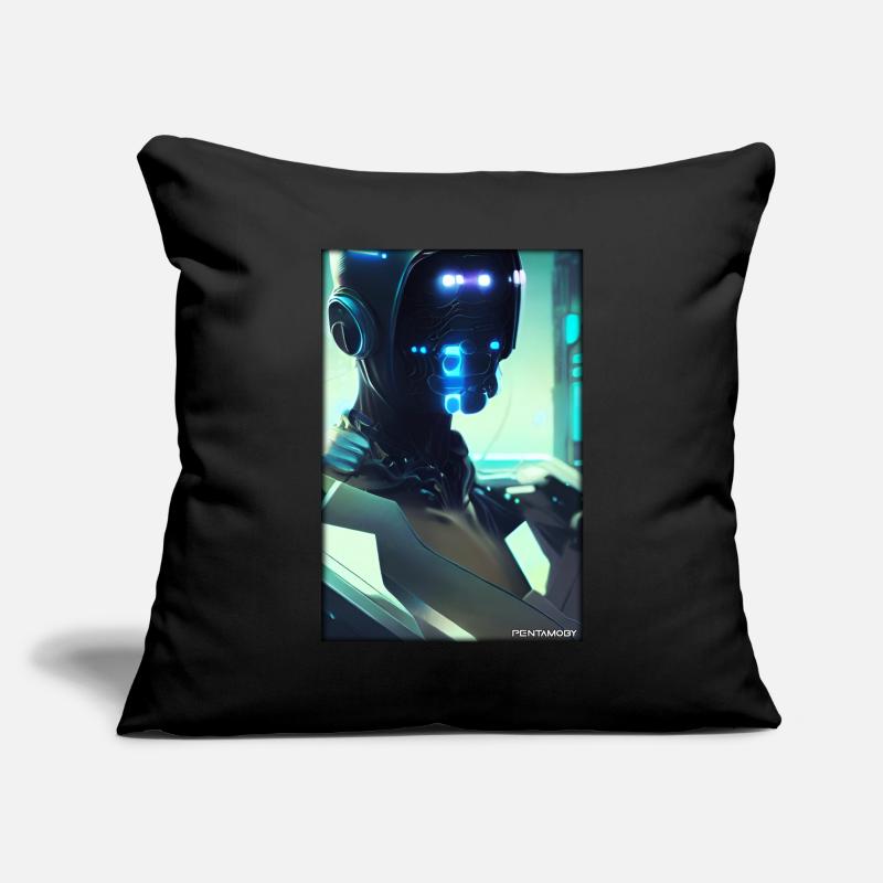 Robot Future Science Machine de science-fiction Housse de coussin décorative 45 x 45 cm