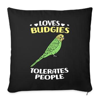 Budgerigar Bird - Sofa pillowcase 17,3'' x 17,3'' (45 x 45 cm) - black - Front