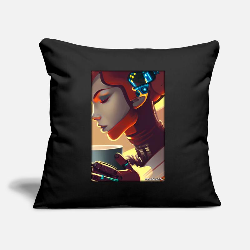 Robot Coffee Future Science Machine Housse de coussin décorative 45 x 45 cm