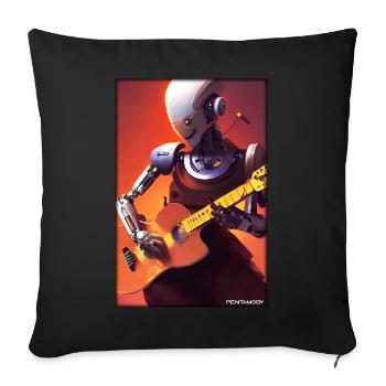 Robot Guitar Guitarist Future Music Musician - Sofa pillowcase 17,3'' x 17,3'' (45 x 45 cm) - black - Front