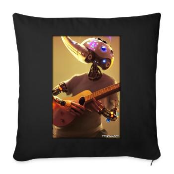 Robot Guitare Guitariste Future Musicien - Housse de coussin décorative 45 x 45 cm - noir - Devant