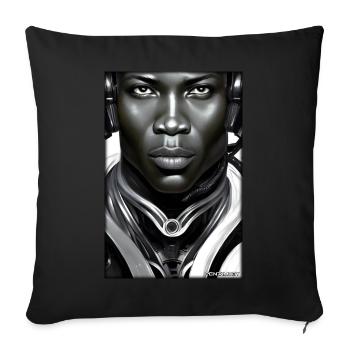 Cyborg Man Future Sci-Fi Machine Technology - Housse de coussin décorative 45 x 45 cm - noir - Devant