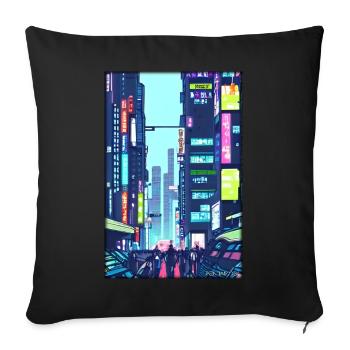 Tokyo City City Cyber Punk Future Sci-Fi Asia - Sofa pillowcase 17,3'' x 17,3'' (45 x 45 cm) - black - Front