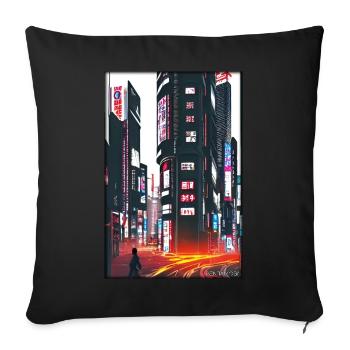 Tokyo City City Cyber Punk Future Sci-Fi Asia - Sofa pillowcase 17,3'' x 17,3'' (45 x 45 cm) - black - Front