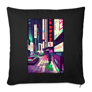 Tokyo City City Cyber Punk Future Sci-Fi Asia - Sofa pillowcase 17,3'' x 17,3'' (45 x 45 cm) - black - Front