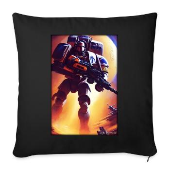 Kampfbot Robot Super Soldier Machine Warrior - Sofa pillowcase 17,3'' x 17,3'' (45 x 45 cm) - black - Front
