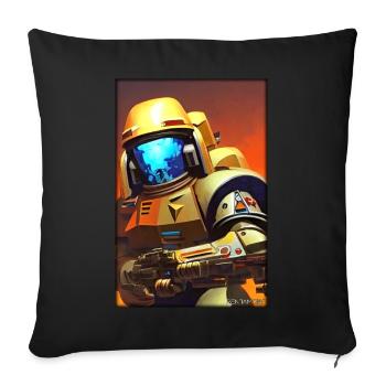 Kampfbot Roboter Supersoldat Maschine Krieger - Sofakissenbezug 45 x 45 cm - Schwarz - Vorne