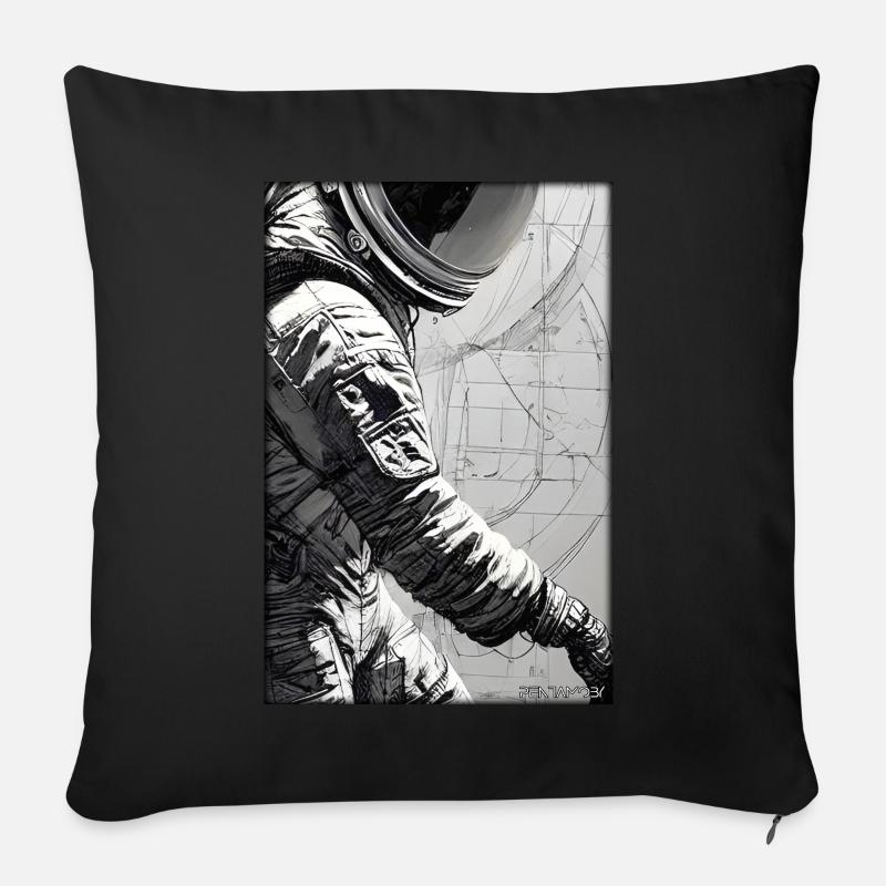 Astronaut Zukunft Sci-Fi Technik - Sofakissenbezug 45 x 45 cm - Schwarz