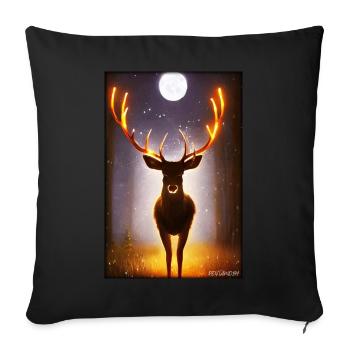 Deer Moon Moonlight Forest Winter Snow Forest Animal - Sofa pillowcase 17,3'' x 17,3'' (45 x 45 cm) - black - Front