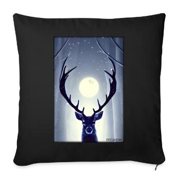Deer Moon Moonlight Forest Winter Snow Forest Animal - Sofa pillowcase 17,3'' x 17,3'' (45 x 45 cm) - black - Front