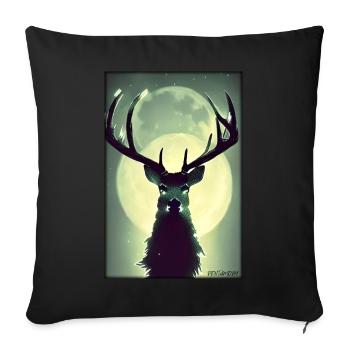 Deer Moon Moonlight Forest Winter Snow Forest Animal - Sofa pillowcase 17,3'' x 17,3'' (45 x 45 cm) - black - Front