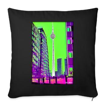 Berlin Berlin TV Tower City Landmark - Sofa pillowcase 17,3'' x 17,3'' (45 x 45 cm) - black - Front