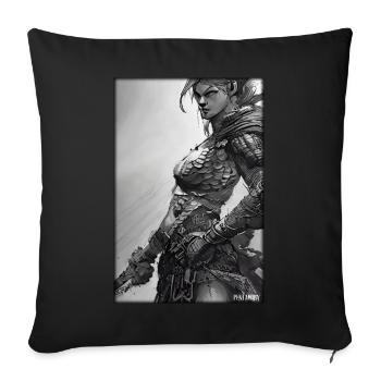 Warrior Woman Sword Vintage Black White - Sofa pillowcase 17,3'' x 17,3'' (45 x 45 cm) - black - Front