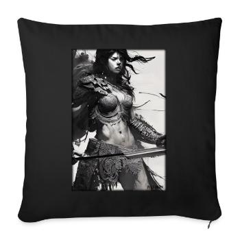Warrior Woman Sword Vintage Black White - Sofa pillowcase 17,3'' x 17,3'' (45 x 45 cm) - black - Front