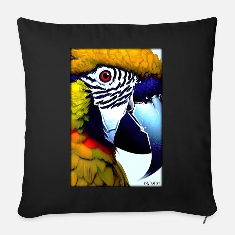 Papagei Papageien Vogel Vögel Ara Tier Wildtier - Sofakissenbezug 45 x 45 cm - Schwarz