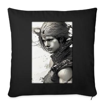 Warrior Woman Sword Vintage Black White - Sofa pillowcase 17,3'' x 17,3'' (45 x 45 cm) - black - Front