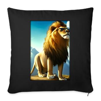 Lion Sunglasses Big Cat Wild Animal Lion's Head - Sofa pillowcase 17,3'' x 17,3'' (45 x 45 cm) - black - Front