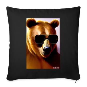 Bear Sunglasses Wildlife Forest Animals Wilderness - Sofa pillowcase 17,3'' x 17,3'' (45 x 45 cm) - black - Front