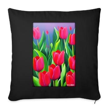 Tulip Lily Family Flower Spring Meadow Green - Sofa pillowcase 17,3'' x 17,3'' (45 x 45 cm) - black - Front