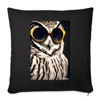 Eule Sonnenbrille Wildtier Vogel Waldtier Wald - Sofakissenbezug 45 x 45 cm - Schwarz - Vorne