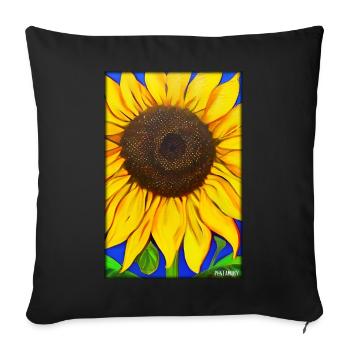 Astéracées de tournesol Fleur Printemps Prairie Verte - Housse de coussin décorative 45 x 45 cm - noir - Devant