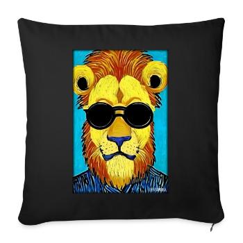 Lion Sunglasses Big Cat Wild Animal Lion's Head - Sofa pillowcase 17,3'' x 17,3'' (45 x 45 cm) - black - Front