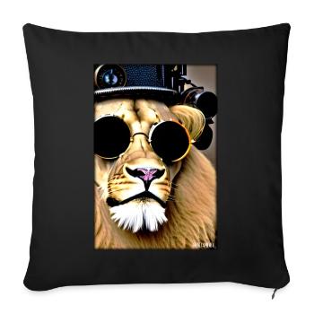 Lion Sunglasses Big Cat Wild Animal Lion's Head - Sofa pillowcase 17,3'' x 17,3'' (45 x 45 cm) - black - Front