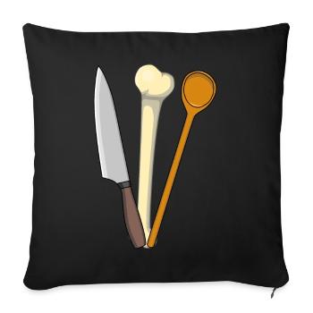 Cuillère de cuisine de viande Couteau de cuisine en os - Housse de coussin décorative 45 x 45 cm - noir - Devant
