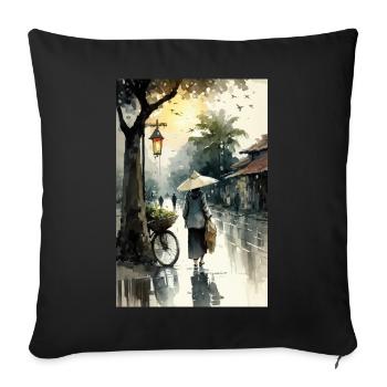 Vietnam - Housse de coussin décorative 45 x 45 cm - noir - Devant