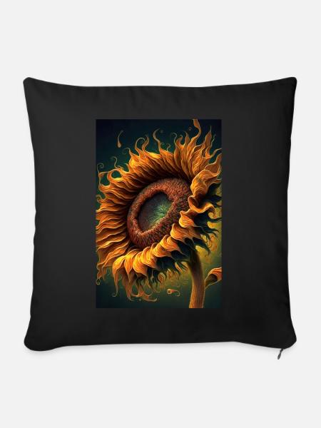 Sonnenblume - Sofakissenbezug 45 x 45 cm - Schwarz