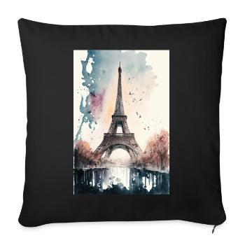 Eiffelturm Paris Frankreich - Sofakissenbezug 45 x 45 cm - Schwarz - Vorne