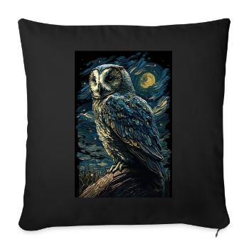 Eule - Sofakissenbezug 45 x 45 cm - Schwarz - Vorne
