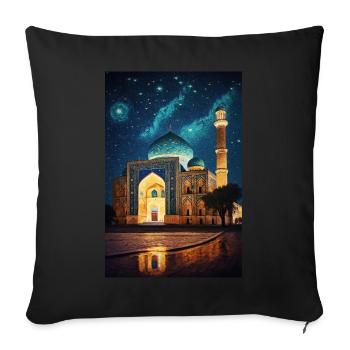 Mosquée d’Ouzbékistan - Housse de coussin décorative 45 x 45 cm - noir - Devant