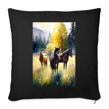 Cheval - Housse de coussin décorative 45 x 45 cm - noir - Devant