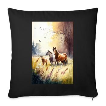 Chevaux - Housse de coussin décorative 45 x 45 cm - noir - Devant