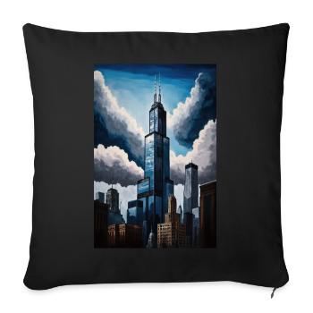 Chicago Willis Tower - Sofakissenbezug 45 x 45 cm - Schwarz - Vorne