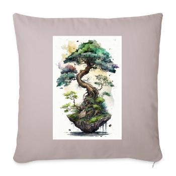 Bonsai Baum - Sofakissenbezug 45 x 45 cm - helles Taupe - Vorne