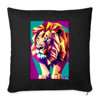 Leo Polygon Arc-en-ciel coloré sauvage Faune sauvage - Housse de coussin décorative 45 x 45 cm - noir - Devant