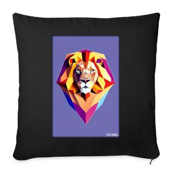 Leo Polygon Arc-en-ciel coloré sauvage Faune sauvage - Housse de coussin décorative 45 x 45 cm - noir - Devant