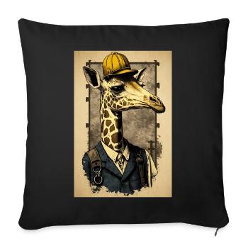 Girafe ouvrière - Housse de coussin décorative 45 x 45 cm - noir - Devant